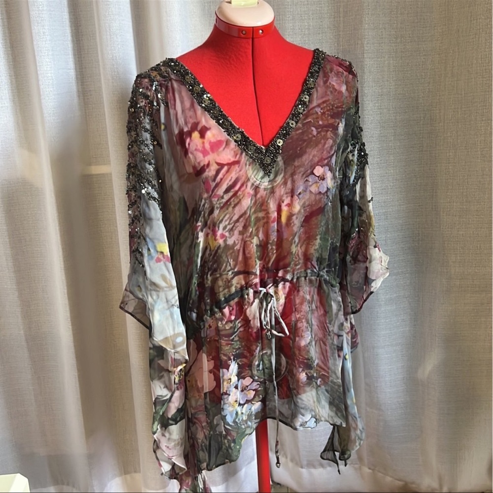 Haute Hippie beaded floral tunic
